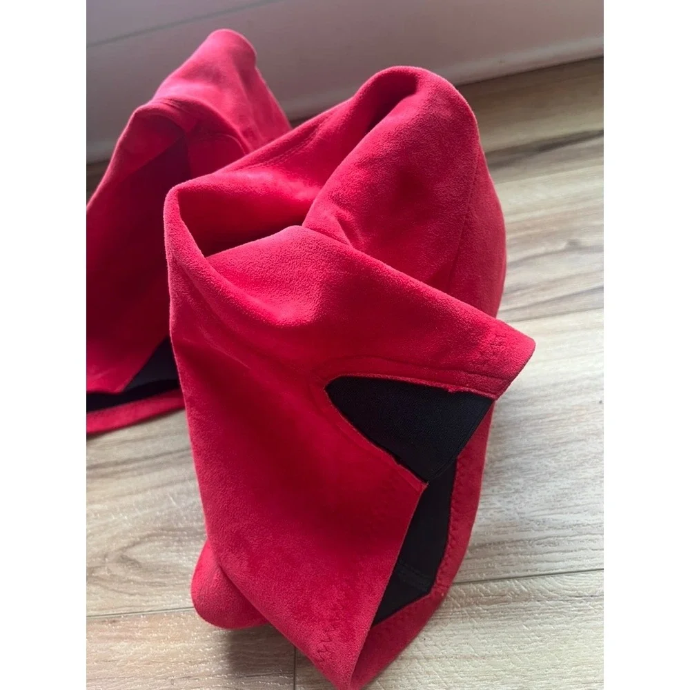 Over The Knee Boots W 11/42 Red Faux Suede Block Heel Tall Boots Sexy Date Night